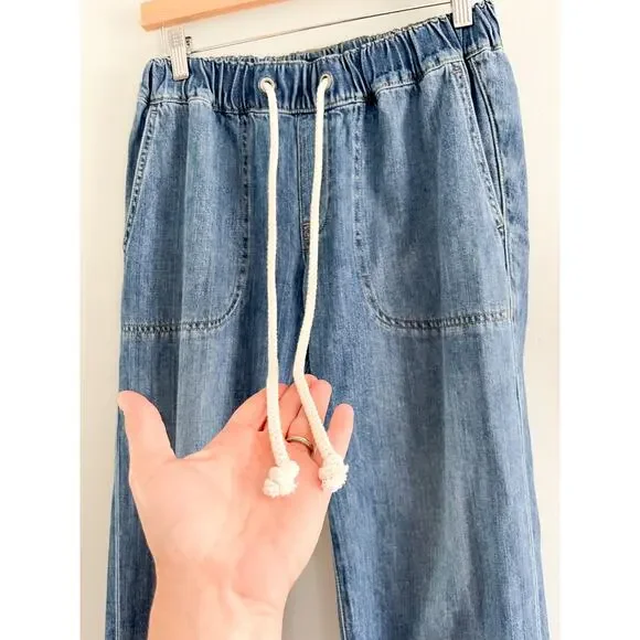 J. Crew Factory | NWT Flawed | Denim Drawstring Pant | East Harbor Wash | Sz 25 - Picture 5 of 11